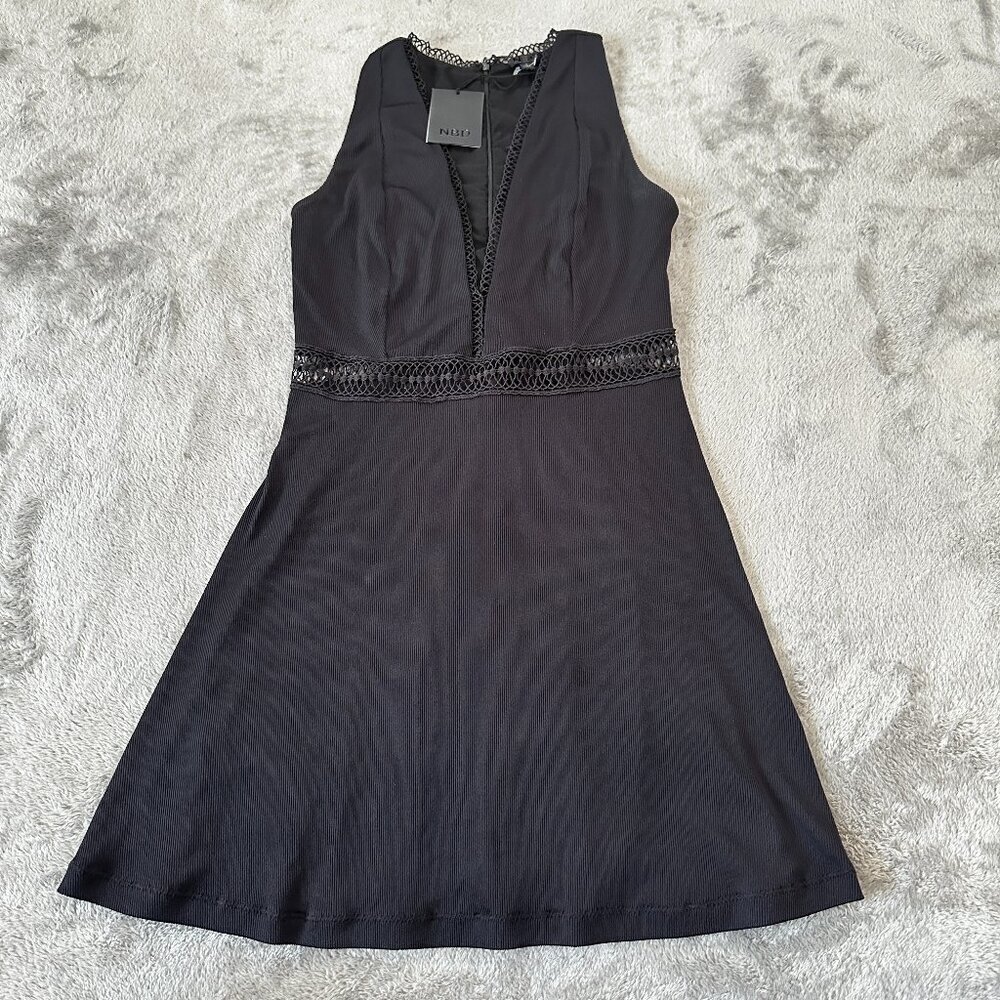NBD Little Black Dress Sleeveless Women's size SMALL Deep V-Neck